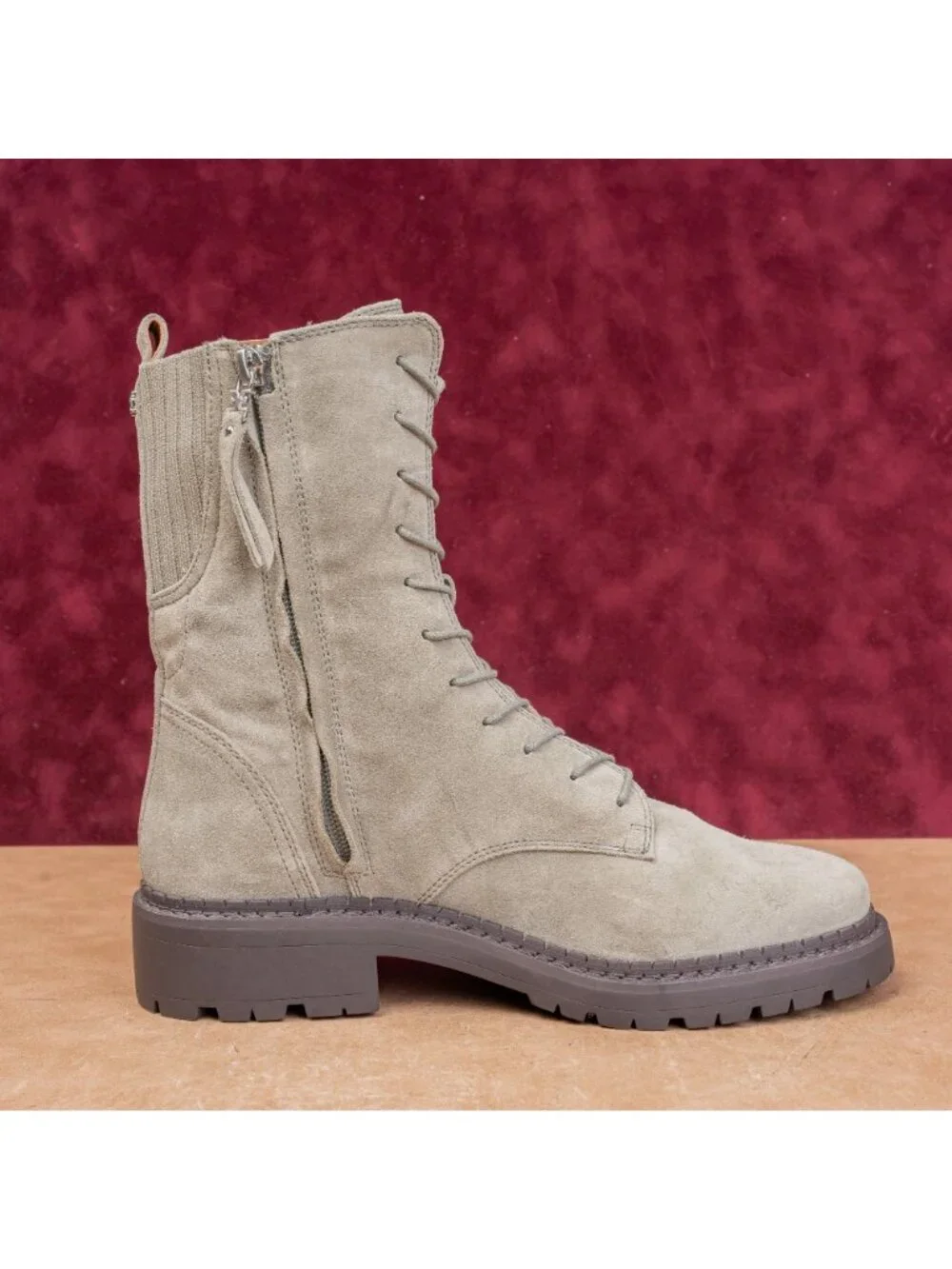 Sam Edelman Women Lex Green Khaki Zip Festival Lace-up Combat Boots sz 8.5